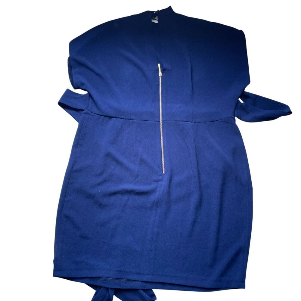 Closet London Blue High Neck Belted Dolman Sleeve Midi Dress SZ 8 - Picture 8 of 12